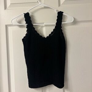 Francesca's Collections Black Scalloped Tank